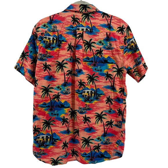 Vans Hawaiian Palm Tree Camping Shirt Mens M Tailored Fit Short Sleeve Button Up - Picture 2 of 7